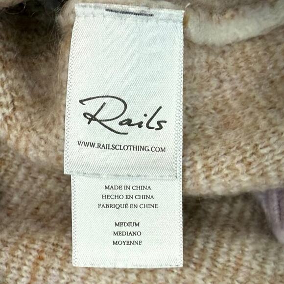 Rails Lilac Purple Brown Cream Colleen Plaid V-Neck Oversize Knit Sweater size M - Picture 9 of 9